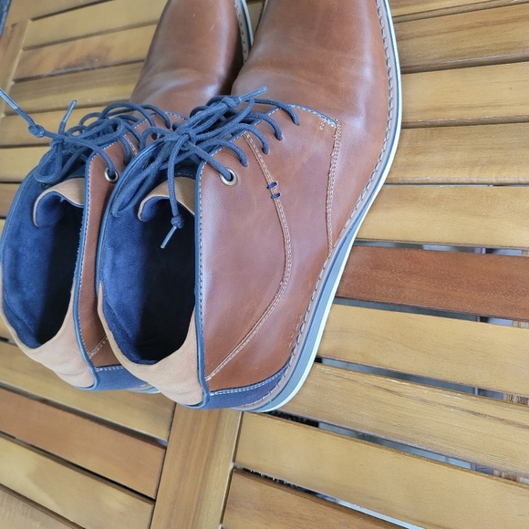 Brown Leather Chukka Boots with Blue Laces - Picture 6 of 11